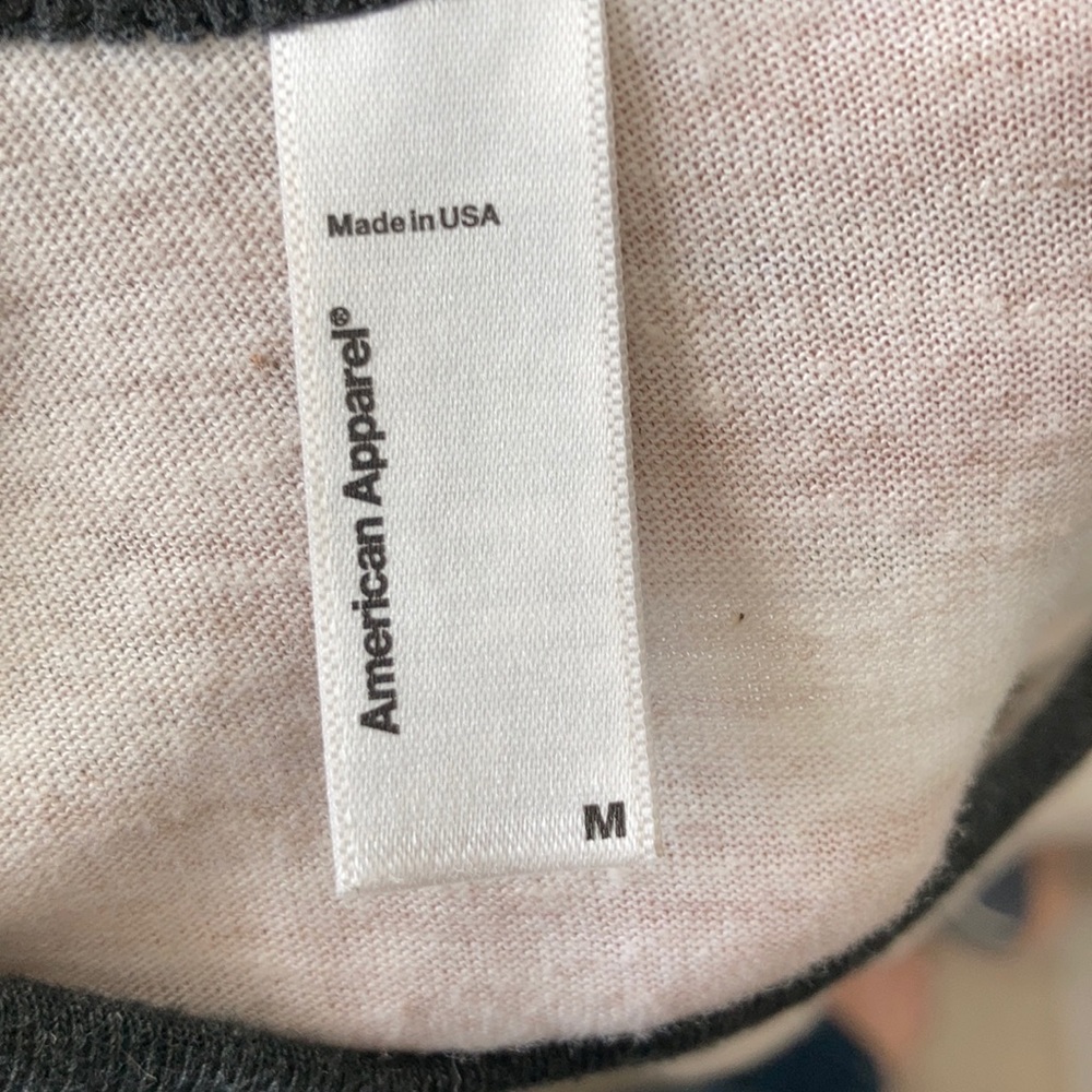 American Apparel M baseball jersey tee cream/gray - Picture 5 of 8
